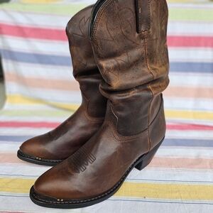 Durango Leather Distressed Tan Slouch Heeled Boots